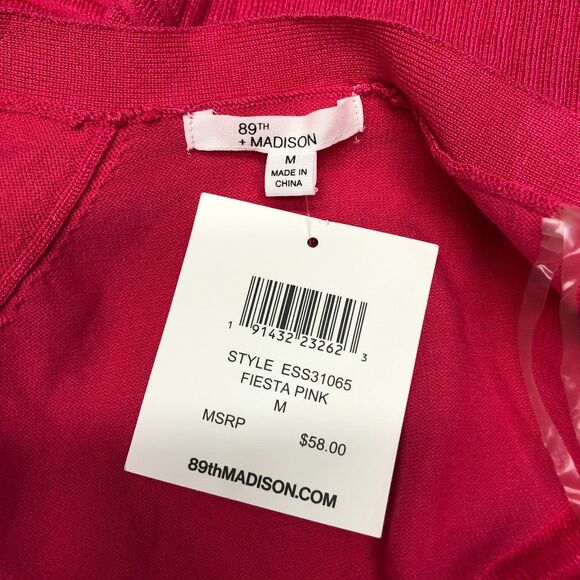 NWT 89th Madison Women Open Front Cardigan Sweater Size Medium Hot Pink M167 -16 - Picture 7 of 14